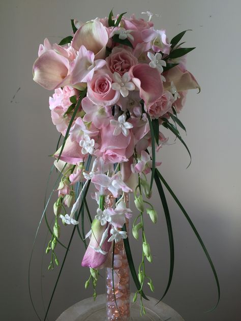 Pink Cascading Bridal Bouquet, Bridal Bouquet Flowers, Bridal Bouquets, Bridal Flowers, Photoshoot Inspiration, Boutonniere, Marry Me, Bridal Bouquet, Wedding Accessories