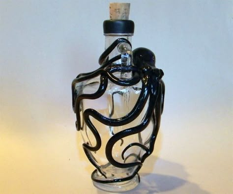 Octopus Sculpture, Octopus Pendant, The Kraken, Altered Bottles, Bottles And Jars, Awesome Things, Cthulhu, Kraken, Bottle Art