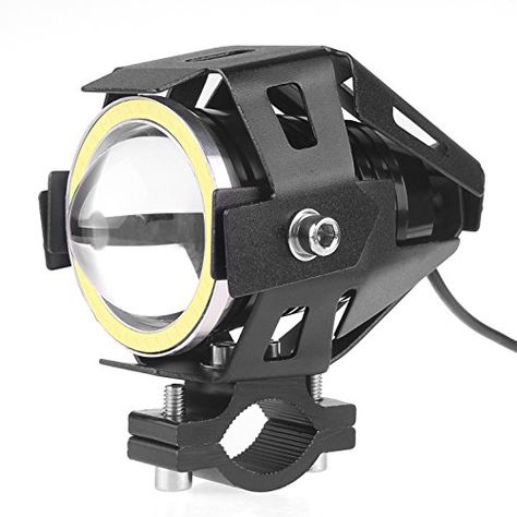 Sunsbell 125W 3000LM CREE U7 Car Motorcycle LED Headlight Spotlight Lamp Driving Fog Lights for Cars Trucks Boat with Angel Eyes Waterproof 3 Modes High-Low-Strobe. |  http://ledlightingdistribution.com Led Motorcycle Headlight, Spotlight Lamp, Projector Lens, Motorcycle Lights, Motorcycle Headlight, Car Led Lights, Dome Lighting, Strobe Lights, Waterproof Led