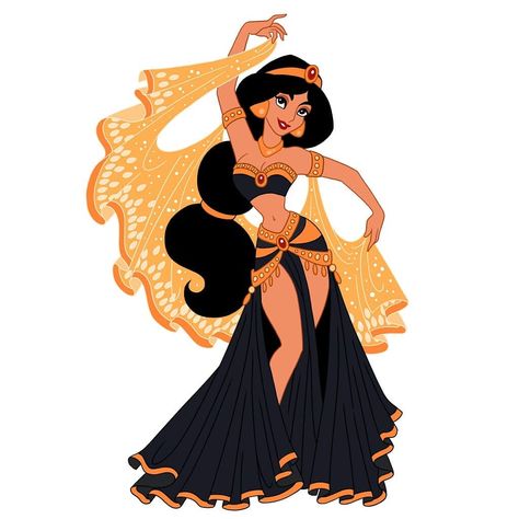 Belly Dance Drawing, Red Jasmine Costume, Belly Dancer Drawing, Belly Dancer Dress, Princess Jasmine Art, Goth Disney Princesses, Dancer Drawing, Disney Mignon, Goth Disney