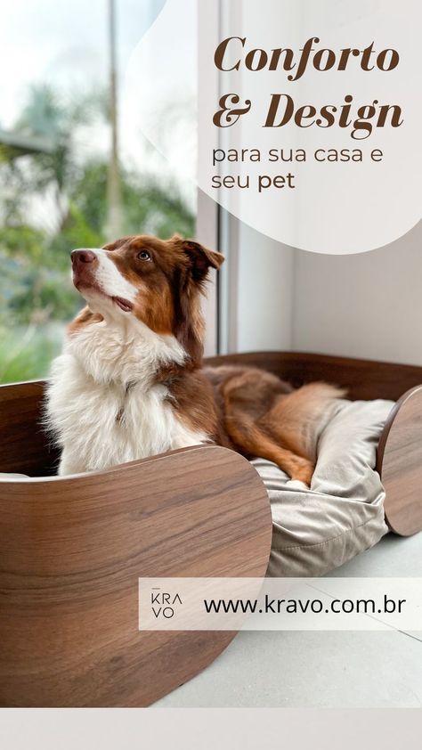 Uma cama para o pet pode ser muito mais do que só uma cama. Pode ser uma peça decorativa linda na sua sala, quarto ou onde você preferir. As camas da Kravo em tons de madeira são lindas e confortáveis. Vem conhecer mais e escolher a sua preferida para seu cachorro ou gato. Temos para pequeno, médio e grande porte e ainda tratadores / comedores lindos também! Vem saber mais no site clicando na foto. Cama Grande, Cama Pet, Pet, Dogs, Animals, Design