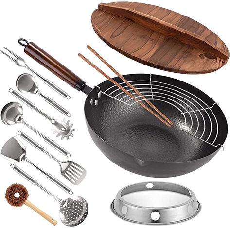 Wok Rings, Stove Black, Oil Rack, Carbon Steel Wok, Wok Pan, Gas Stoves, Induction Stove, Stainless Steel Utensils, Slotted Spoons