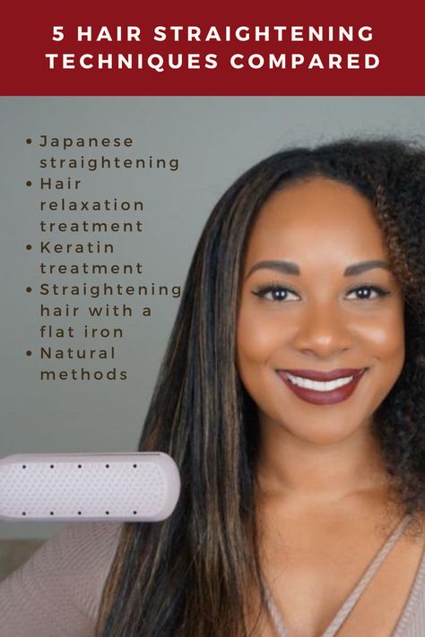 Review 5 hair straightening techniques ranging from chemical hair relaxing to hot tools and natural methods and see how to choose the best for you. How To Easily Straighten Curly Hair, Straightening My Curly Hair, How To Straighten Biracial Hair, How To Make Curly Hair Straight Forever, Long Hair Growing Tips, How To Safely Straighten Curly Hair, Japanese Straightening, Chemically Straightened Hair, Japanese Hair Straightening