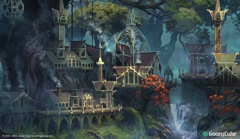 ArtStation - Elven city in forest, Ferdinand Ladera Elf City, Elven Tree, Fantasy Artwork Landscape, Elven City, Fantasy Town, Concept Art World, Lotr Art, Environment Art, Fantasy City