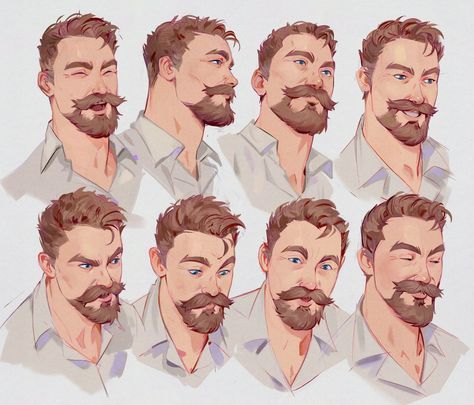 Draw A Character, Beard Drawing, Male Drawing, Lighting Reference, Beard Art, Draw Your Oc, Animation Ideas, 얼굴 드로잉, Images Kawaii