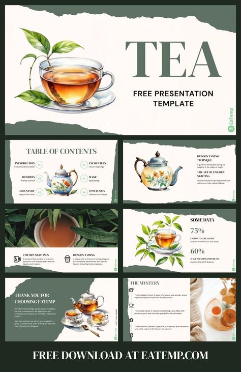 Tea 13 Ppt Design Ideas, Academic Presentation, Tea Presentation, Infographic Inspiration, Presentation Design Layout, Google Slides Theme, Student Life Hacks, Presentation Skills, Ppt Design