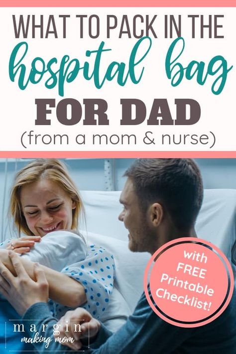 Wondering what to pack in a hospital bag for dad? When you're preparing for your birth, consider these items on my checklist for the dad-to-be. They don't need much, but having a few essentials on hand can be super helpful! #maternity Dads Hospital Bag Packing Lists, Dad Hospital Bag Checklist, Hospital Bag For Dad, Dad Hospital Bag, Birth Hospital Bag, Hospital Packing List, Birth Hospital, Checklist Ideas, Hospital Checklist