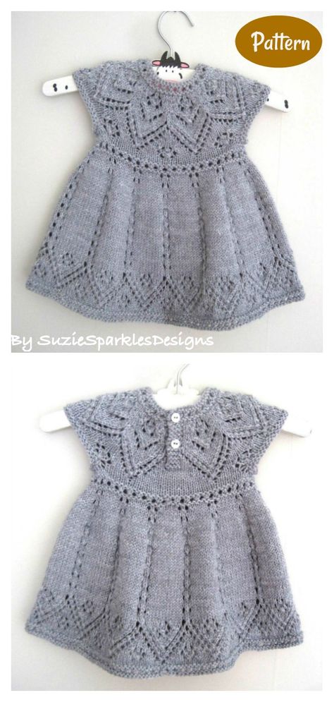 Baby Dress Knitting Pattern   #knittingpattern #babydressknittingpattern Knit Dress Pattern Free, Baby Dress Pattern Free, Dress Knitting, Girls Knitted Dress, Baby Cardigan Knitting Pattern Free, Crochet Baby Girl Dress, Knit Dress Pattern, Baby Dress Pattern