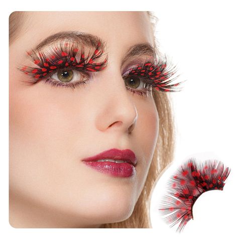 Purple Eyelashes, Anime Eyelashes, Red Lashes, Feather Lashes, Feather Eyelashes, Red Halloween, Deep Set Eyes, Almond Shaped Eyes, Holiday Makeup Looks