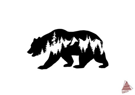 Bear Decal, Animals Tattoo, Mountain Decal, Pencil Drawings Of Animals, Vinyl Car Stickers, Stickers Laptop, Hydroflask Stickers, Cross Paintings, Decal Design