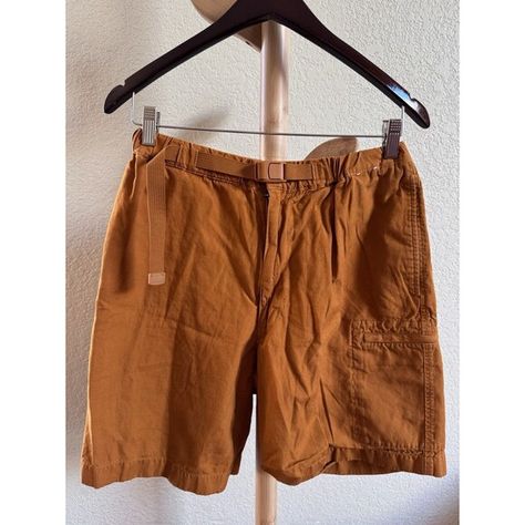 Uniqlo Nylon Utility Geared Cargo Shorts Mens Small Orange Outdoor Belted Uniqlo, Cargo Shorts, Orange, Closet