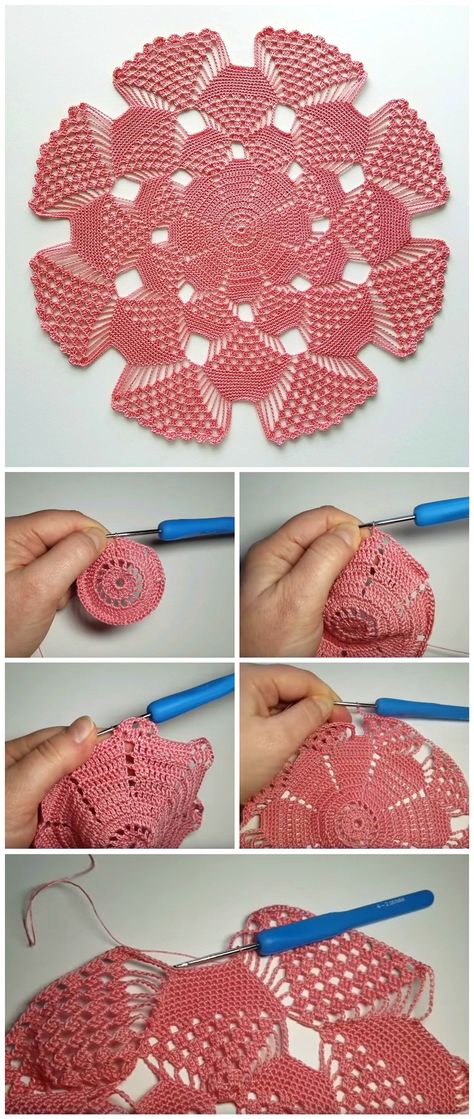 Amazing 3D Doily Crochet Tutorial Taplak Meja Crochet, Crochet Project Free, Free Crochet Doily Patterns, Beginners Crochet, Crochet Lace Pattern, Beginner Crochet, Tutorial Crochet, Crochet Doily Patterns, Crochet Mandala