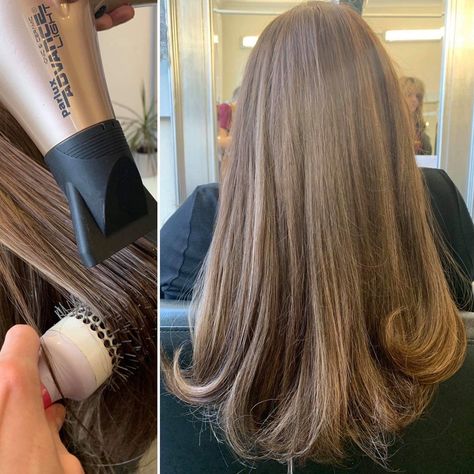 female client with long brown Enhancer System having a curly blow dry at Hair Solved Glasgow Blow Dry Hair Curls, Hair Blow Dry, Blow Hair, Blowdry Styles, Blow Dry Hair, Hair Curls, Blowout Hair, Grunge Hair, Long Hair Cuts