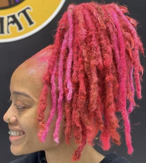 Pink Locs, Short Locs Hairstyles, Faux Locs Hairstyles, Dreadlock Style, Dreadlock Styles, Dyed Hair Inspiration, Girls Natural Hairstyles, Pretty Hair Color, Dread Hairstyles