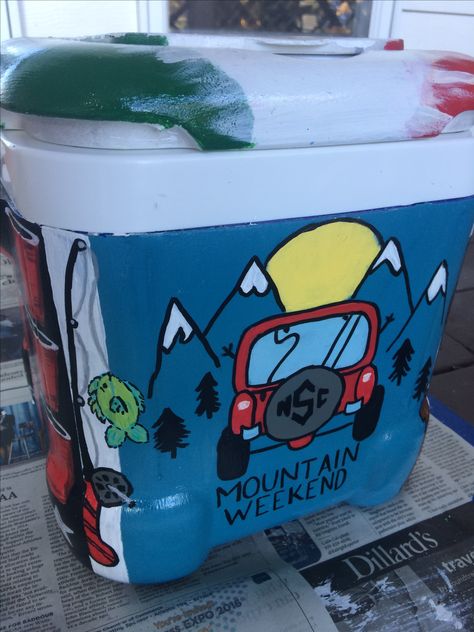 Fraternity Cooler, Tags: mountain weekend, jeep, fish, NCSU, nc state, kappa sigma Frat Mountain Weekend Cooler, Frat Cooler Mountain Weekend, Pike Cooler Ideas Fraternity, Kappa Sigma Cooler, Fiji Cooler, Fraternity Flask, Mountain Weekend Cooler, Painted Fraternity Coolers, Nola Cooler