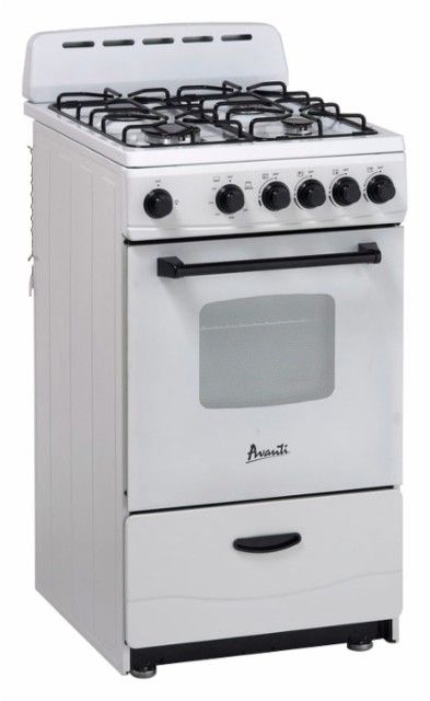 Avanti - 2.2 Cu. Ft. Freestanding Gas Range - White - Front_Standard Rv Stove, Gas Cookers, Tiny House Appliances, Small Stove, House Appliances, Vintage Stoves, Basement Kitchen, Single Oven, Tiny House Kitchen