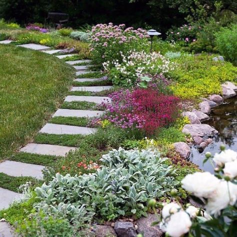 Top 60 Best Stone Walkway Ideas - Hardscape Path Designs Stepping Stones In Grass Lawn, Stone Path Ideas, Stepping Stones For Garden, Garden Redesign, Stepping Stone Pathway, Stepping Stone Walkways, Stone Walkways, Stone Pathways, Garden Walkways