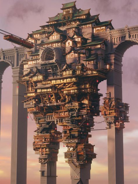 Impressive Minecraft Builds - gaming post - Imgur Minecraft Stacked City, Airtugmc Minecraft, Minecraft Buildings Ideas, Minecraft Build Inspiration, Minecraft Building Inspiration, Minecraft Mega Builds, Minecraft Kale, Minecraft Build Hacks, Villa Minecraft