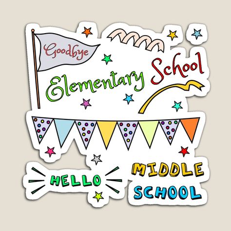 Get my art printed on awesome products. Support me at Redbubble #RBandME: https://www.redbubble.com/i/magnet/Hello-Middle-School-Graduation-Elementary-School-by-KittyPolka/79340613.TBCTK?asc=u Graduation Elementary School, Middle School Graduation, School Stickers, School Graduation, Graduate School, Elementary School, Elementary Schools, Middle School, The Middle