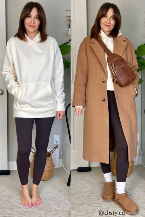 Hoodie Layering Outfit, Coated Jeans Outfit, Casual Trench Coat Outfit, Brown Coat Outfit, Trench Coat Casual, Ultra Mini Uggs, Muted Autumn, Mini Uggs, Long Coat Outfit