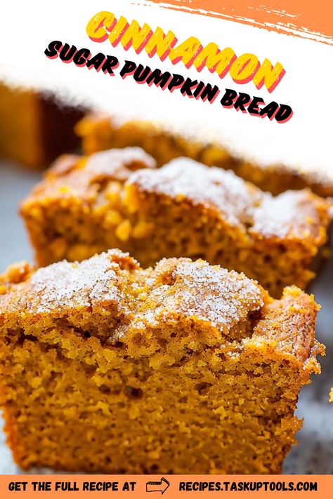 Indulge in the warmth of fall with this delectable Cinnamon Sugar Pumpkin Bread. Perfectly spiced and wonderfully moist, this easy-to-follow recipe combines the rich flavors of pumpkin with a delightful cinnamon sugar topping. Ideal for cozy mornings or festive gatherings, this bread not only satisfies your sweet tooth but also fills your kitchen with a comforting aroma. Discover baking tips and serving suggestions to elevate your autumn baking game. Pin now to create a seasonal treat that friends and family will love! Cinnamon Swirl Pumpkin Bread Recipe, Pumpkin Bread Cinnamon Sugar, Cinnamon Swirl Pumpkin Bread, Cinnamon Sugar Crunch Pumpkin Bread, Sugar Pumpkin Recipes, Cinnamon Pumpkin Bread, Pumpkin Cinnamon Bread, Cinnamon Bread Recipe, Autumn Baking