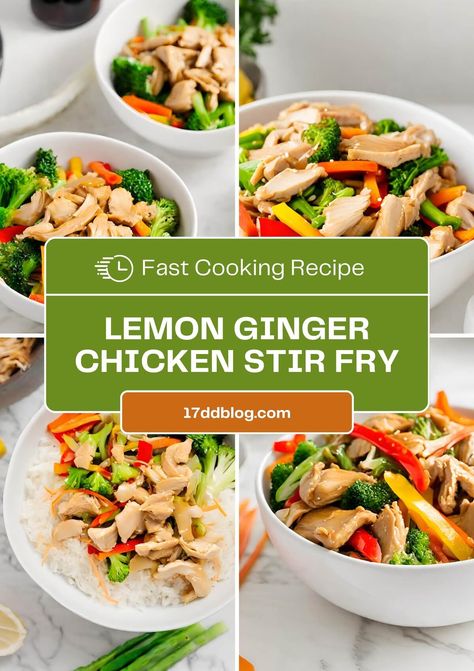 This Low Carb Lemon Ginger Chicken Stir Fry is perfect for weight loss on the 17 Day Diet or the Keto Diet Ginger Chicken Stir Fry, Lemon Chicken Stir Fry, Lemon Ginger Chicken, The 17 Day Diet, Healthy Lemon Chicken, Power Bowl Recipe, 17 Day Diet, Stir Fry Ingredients, Quick Healthy Lunch