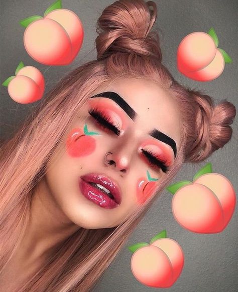 Peach makeup costume. Rosa Make-up, Make Up Diy, Halloweenský Makeup, Halloween Make-up Looks, Drag Make-up, Peach Makeup, Lights Ideas, Smink Inspiration, Beauty Make-up