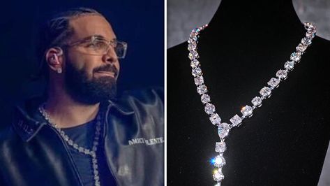 Drake Diamond Necklace, Drakes Jewelry, Drake Necklace, Drake Jewelry, Afraid To Fall In Love, Diamond Chain, Mens Silver Rings, Prove It, Drake