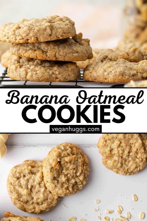 Gluten Free Banana Oatmeal Cookies, Banana Oatmeal Honey Cookies, Vegan Banana Oatmeal Cookies, Vegan Recipes With Bananas, Gluten Free Banana Cookies, Banana Oats Cookies, Quick Oat Cookies, Banana Cookies Vegan, Vegan Banana Cookies