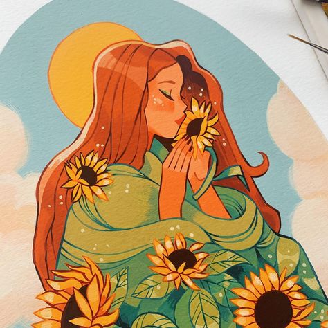 Sibylline Meynet (@sibylline_m) | Instagram Sybilline Art, Sybilline Meynet, Sibylline Meynet, Ceramic Palette, Acryla Gouache, Gouache Art, Summer Girl, Inspirational Artwork, Digital Art Illustration