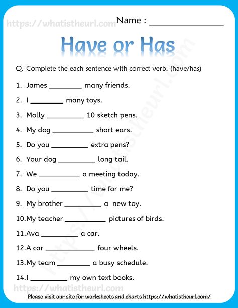 Have or Has Worksheet for Grade 1 and 2 - Your Home Teacher Grammar Worksheets 1st Grade, 2 Class English Worksheet, Grade 2 Grammar Worksheets, Language Worksheets Grade 1, Grammar For 2nd Grade, Worksheets Grade 2 English, Has Have Had Worksheet For Grade 2, English For Grade 2 Worksheet, Grade 2 Worksheets English