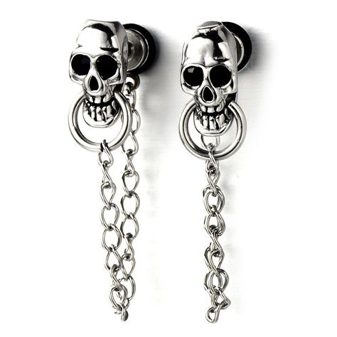 Bones Jewelry, Black Skull Ring, Piercing Inspo, Package Jewelry, Double Sided Earrings, Front Back Earrings, Style Rock, Cheryl Blossom, Skull Jewelry