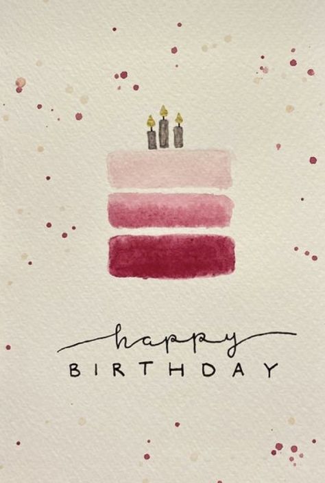 Happy Birthday Cards Handmade, Creative Birthday Cards, Watercolor Birthday Cards, Birthday Card Drawing, Watercolor Birthday, Gift Tags Diy, Bday Cards, Paint Cards, Card Drawing