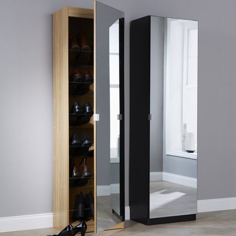 Mirror Shoe Storage Cabinet Full Length Mirror Hallway, Shoe Storage Mirror, Shoe Rack With Mirror, Full Length Mirror Cabinet, Shoe Cabinet Design, Hallway Shoe Storage, Closet Mirror, Diy Shoe Storage, Shoes Rack