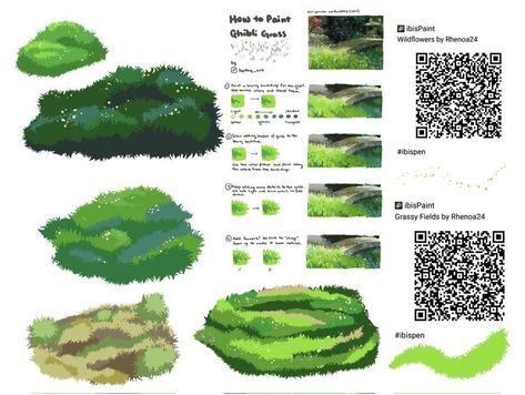 Grass Brush Ibis Paint Qr Code, Ibs Paint Qr Codes, Ibis Paint Codes, Ibis Paint X Brushes, Brush Codes, Ibis Brushes, Paint Brush Drawing, Brush Code, Ibis Paint X