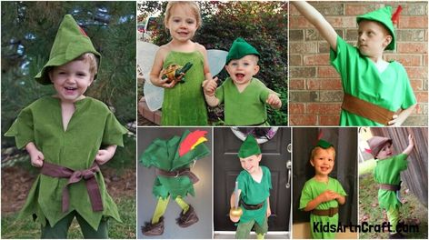 Peter Pan Costume DIY Ideas for Kids Peter Pan Costume Diy, Costume Diy Ideas, Diy Peter Pan Costume, Peter Pan Costume Kids, Peter Pan Hat, Costume Ideas For Kids, Diy Costume Ideas, Robin Hood Costume, Peter Pan Costume