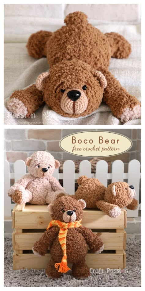 Crochet Lying Bear Amigurumi Free Patterns - DIY Magazine Crochet Bears, Bear Patterns Free, Crochet Bear Patterns, Bear Amigurumi, Crochet Teddy Bear Pattern, Crochet Animals Free Patterns, Crochet Teddy Bear, Crochet Teddy, Teddy Bear Pattern