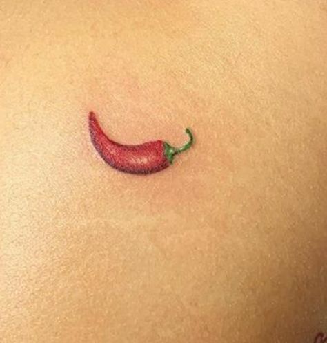 Eat Tattoos For Women, Hot Pepper Tattoo, Peperoni Tattoo, Red Chilli Tattoo, Red Pepper Tattoo, Red Chili Tattoo Minimal, Chili Pepper Tattoo Tiny Outline, Jalapeno Tattoo, Chilly Tattoo