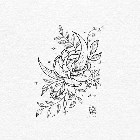 I really love the design of this rose and moon Drawing Roses, Tattoo Zeichnungen, Moon Tattoo Designs, Rose Drawing, Drawing Paper, Paper Rose, Tattoo Designs For Women, Trendy Tattoos, Tattoo Design Drawings