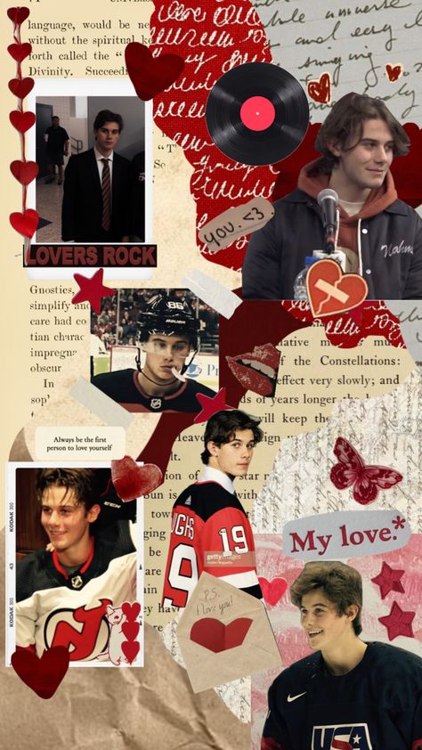 #jackhughes :) Jack Hughes Collage, Jack Hughes Wallpaper Aesthetic, Jack Hughes Wallpaper, Nhl Wallpaper, Hughes Brothers, The Jersey Devil, Boys Hockey, Hot Biker Guys, Ice Hockey Players