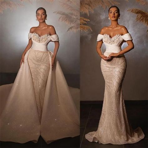 Light Champange Wedding Dress Pearls Appliqued Bridal Gown Detachable Train Custom Made Off Shoulder Robe Lace Up Back| |   224.54US $ 20% OFF| act naw   #marige2024 #wedding #wedddingdresse #weddingseason       #viral#outfit #eveningdresses  #celebrity Wedding Dress Pearls, Beige Wedding Dress, Wedding Dress Detachable Skirt, Arabic Wedding Dresses, Mermaid Gown Prom, Wedding Dress Champagne, Arab Wedding, Detachable Train, Exquisite Gowns