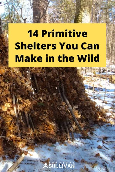 Knowing how to make a proper primitive shelter in the wild can keep you alive and a lot more comfortable in a survival situation. #shelter #primitive #survival #bushcraft #wildernesssurvival A Frame Shelter Survival, Primitive Survival Shelters, Bushcraft Fence, Survival Shelters Bushcraft, How To Build A Shelter In The Woods, Survival Shelter Long Term, Bushcraft Camping Shelters, Survival Shelter Ideas, Primitive Shelter