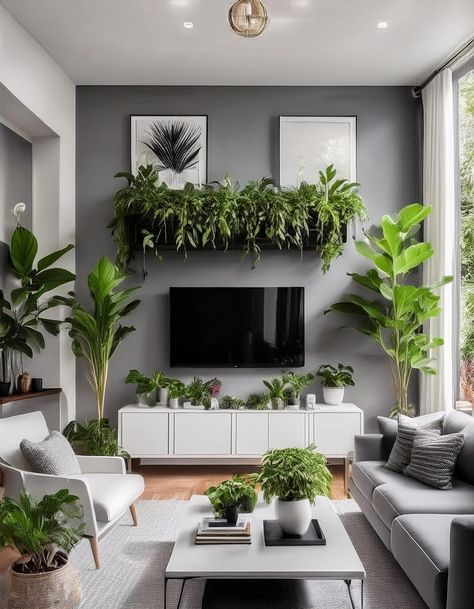 TV Wall with Built-in Planter Boxes Modern Living Room Tv Wall, Room Tv Wall Ideas, Living Room Tv Wall Ideas, Modern Living Room Tv, Office Bedroom Ideas, Wall Behind Tv, Light Blue Living Room, Tv Wall Ideas, Modern Tv Wall