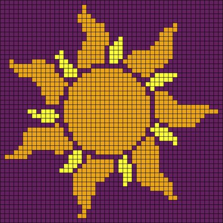 Alpha pattern #9887 | BraceletBook Sun Pixel Art, Disney Tapestry, Tangled Sun, Cocoppa Wallpaper, Diy Perler Bead Crafts, Pixel Crochet, Pixel Art Grid, Graph Paper Art, Tangled Rapunzel