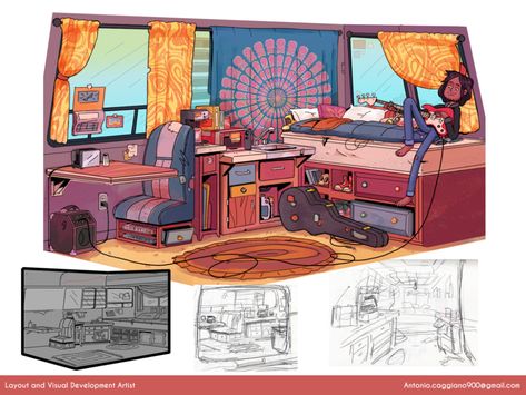 Home page 2019 - Antonio Caggiano - Character Design, Visual Development Artist Principles Of Animation, Vis Dev, Props Concept, Grandmas Kitchen, Character Model Sheet, Character Model, Perspective Art, Model Sheet, Artist Portfolio