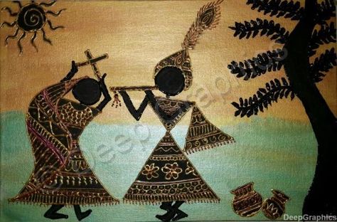 Radha-Krishna warli art Mantra Painting, Warli Designs, Painting Krishna, Warli Paintings, Worli Painting, Warli Painting, Warli Art, Madhubani Paintings, Radha Painting