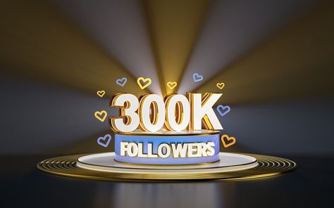 300 Followers Thank You, 300k Followers, Background 3d, Gold Background, Social Media Banner, Social Media Design Graphics, Design Graphics, 3d Render, Media Design