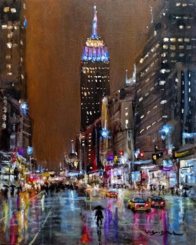 Daily Paintworks - "New York City in rainy nights2" - Original Fine Art for Sale - © vishalandra dakur Adriana Lima Outfit, Kids Christmas Gift Ideas, Wall Framing, Train Illustration, New York Painting, A Level Textiles, Art A Level, Perspective Drawing Lessons, Night Moves