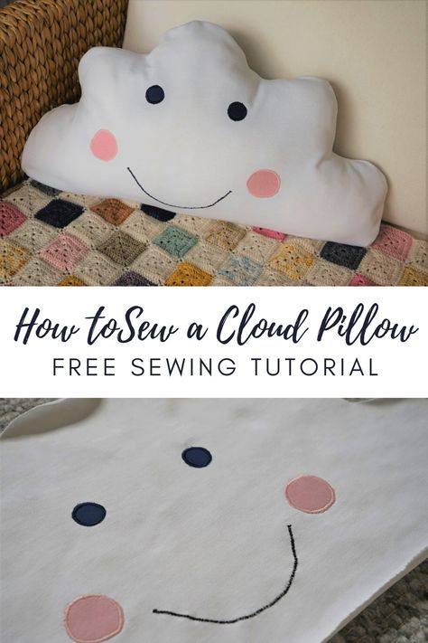 Cloud Sewing Pattern, Cloud Pillow Pattern, Diy Sewing Tutorials, Cushions To Make, Sewing Tutorials Free, Diy Simple, Sewing Toys, I Will Show You, How To Sew