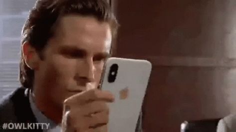 American Psycho Phone GIF - American Psycho Phone - Discover & Share GIFs Patrick Bateman Gif, The Arkham Knight, Phone Gif, Real Batman, Patrick Bateman, Arkham Knight, Christian Bale, Best Games, Good Movies